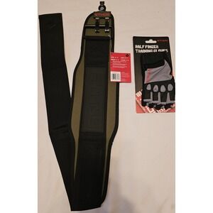 NWT Small Weight Lifting Belt & Half Fingered Training Gloves Gym Weights Ethos